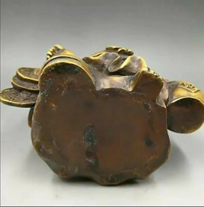 Chinese Copper Fengshui Yuanbao Wealth Happy Laugh Maitreya Buddha Statue