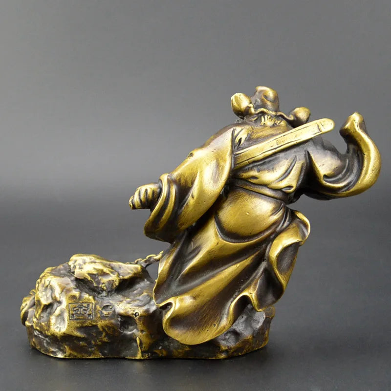 Chinese Copper Myth Immortal Zhong Kui ChungKuel God Catch Demon Devil Statue#2