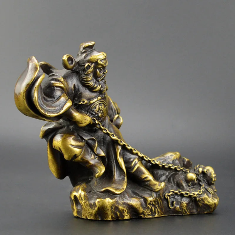 Chinese Copper Myth Immortal Zhong Kui ChungKuel God Catch Demon Devil Statue#2