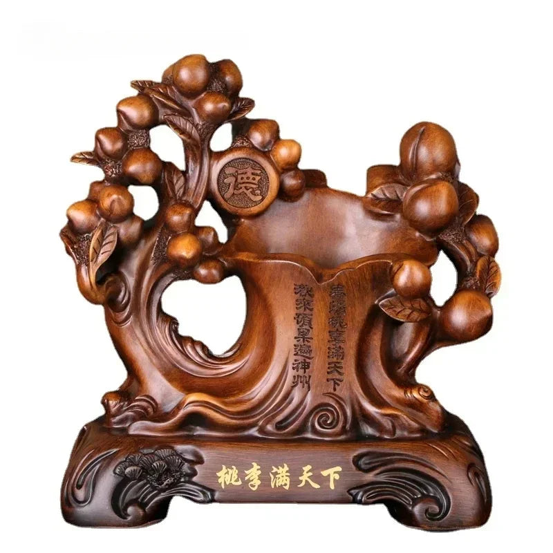 Chinese Creative Peach and Plum Blossoms Fill the World, Sage Confucius Art Pen Holder Business Gift for Teacher's Day Gift