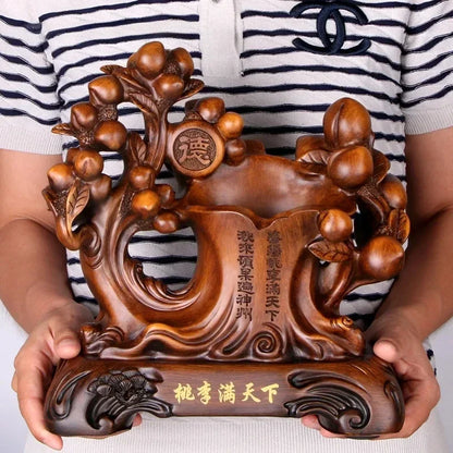 Chinese Creative Peach and Plum Blossoms Fill the World, Sage Confucius Art Pen Holder Business Gift for Teacher's Day Gift