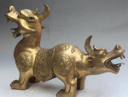 Chinese Double Head Beast Folk Exorcise Evil Spirits Protect Statue