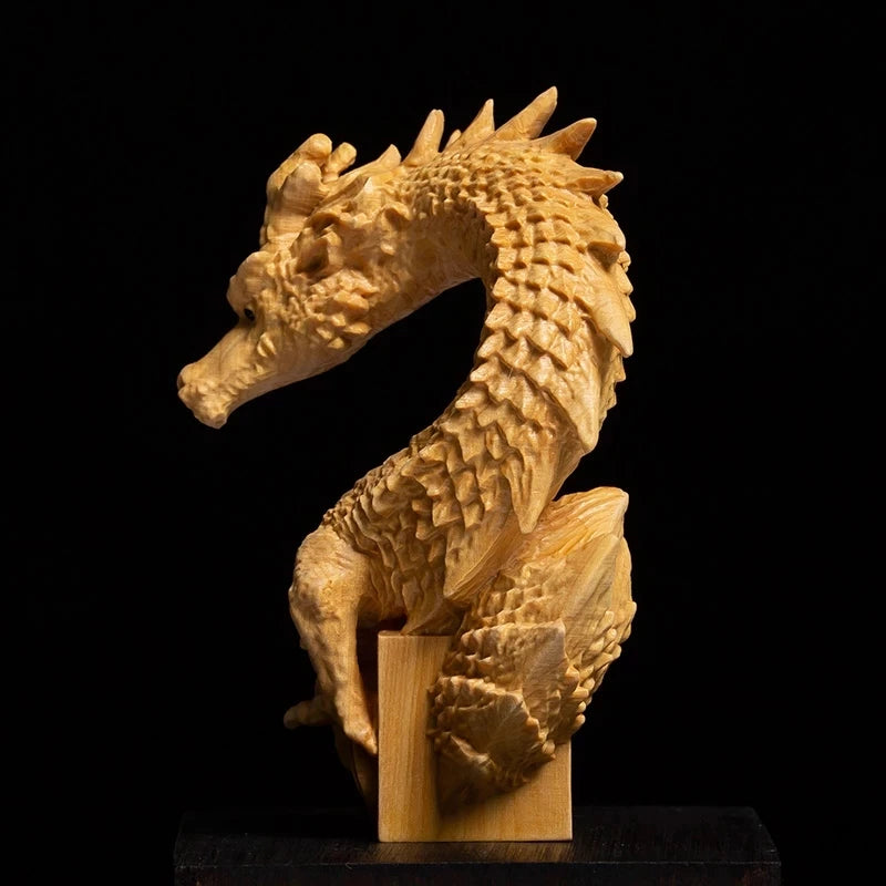 Chinese Dragon Seal Statue, Boxwood Animal Sculpture, Office Name Stamp, Private Section LOGO, Home Decor