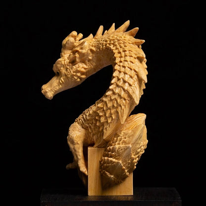 Chinese Dragon Seal Statue, Boxwood Animal Sculpture, Office Name Stamp, Private Section LOGO, Home Decor
