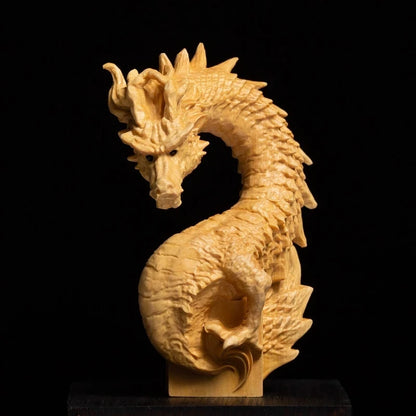 Chinese Dragon Seal Statue, Boxwood Animal Sculpture, Office Name Stamp, Private Section LOGO, Home Decor