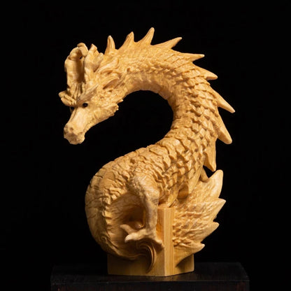 Chinese Dragon Seal Statue, Boxwood Animal Sculpture, Office Name Stamp, Private Section LOGO, Home Decor