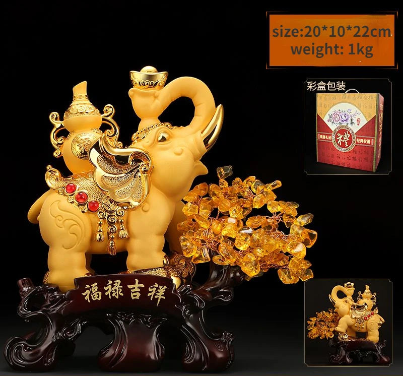 Chinese Elephant Ornaments To Attract Wealth and Fortune Living Room Wine Cabinet Office Money Tree Home Decor Craft Gifts