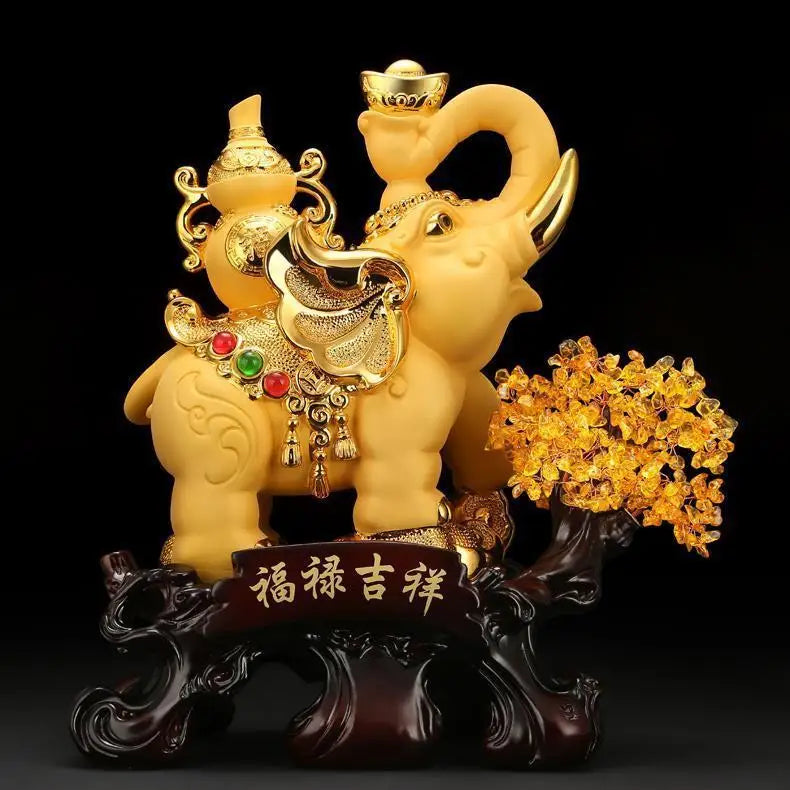 Chinese Elephant Ornaments To Attract Wealth and Fortune Living Room Wine Cabinet Office Money Tree Home Decor Craft Gifts
