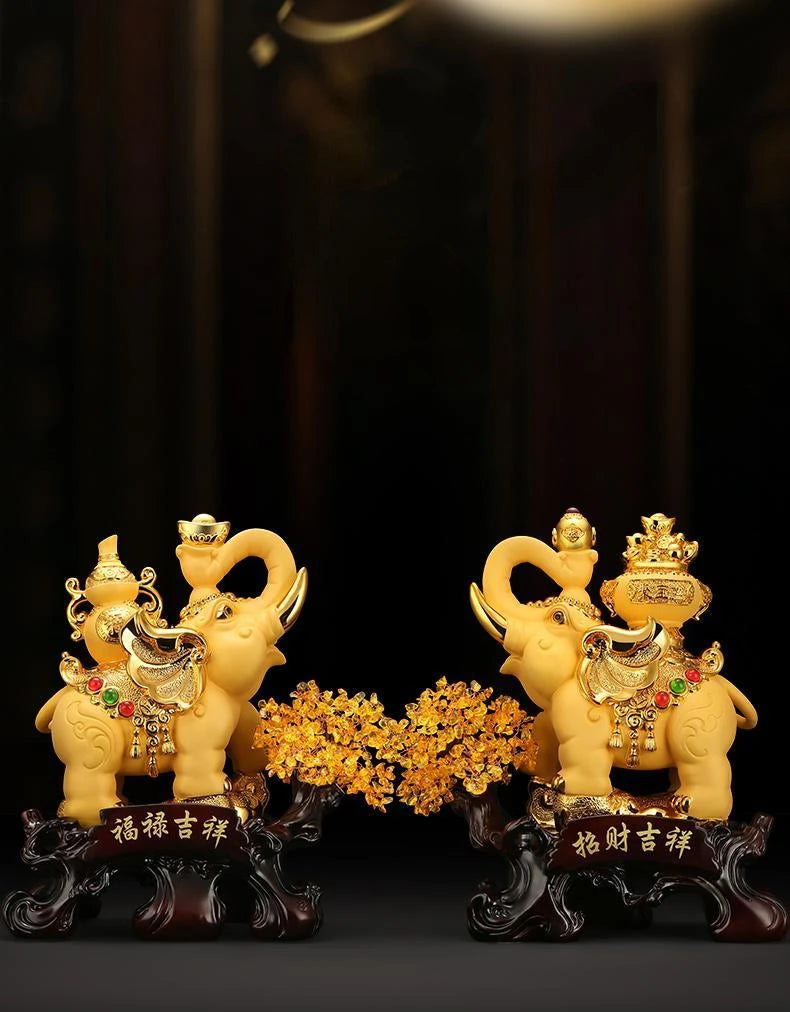 Chinese Elephant Ornaments To Attract Wealth and Fortune Living Room Wine Cabinet Office Money Tree Home Decor Craft Gifts