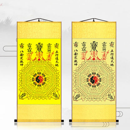 Chinese Exorcism Tool Eight Diagram Wall Art Hanging Silk Scroll Painting for Ward Off Evil Energy LIving Room Decoration