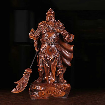 Chinese Exquisite Hand-carved Guan Yu Carving Boxwood Statue 1