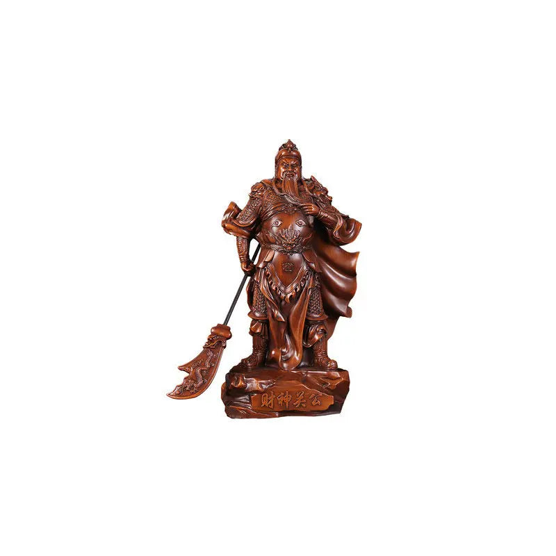 Chinese Exquisite Hand-carved Guan Yu Carving Boxwood Statue 1