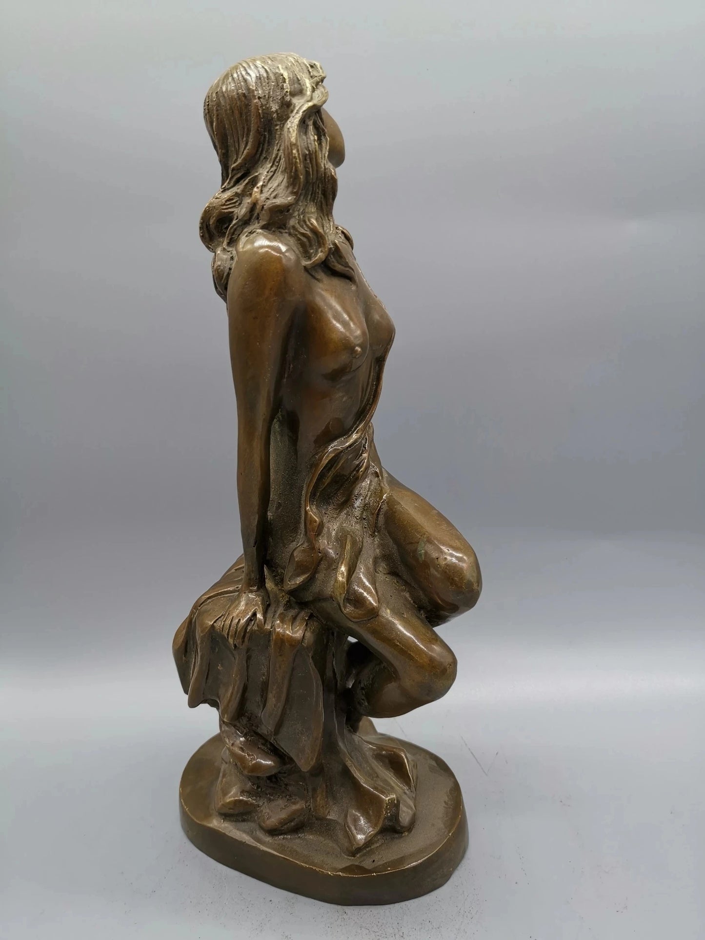 Chinese Exquisite Natural bronze Hand-carved Beauty Statue Brass