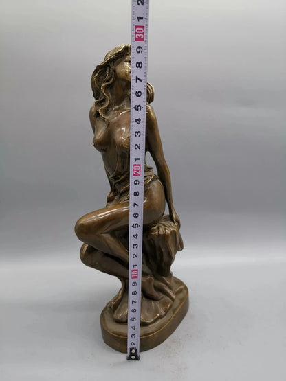 Chinese Exquisite Natural bronze Hand-carved Beauty Statue Brass
