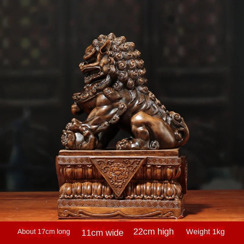 Chinese Feng Shui Animal Lion Ornament Beijing Lion Resin Craft Home Living Room Decor Shop Opening Gift