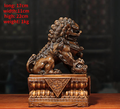 Chinese Feng Shui Animal Lion Ornament Beijing Lion Resin Craft Home Living Room Decor Shop Opening Gift