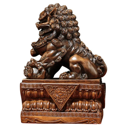 Chinese Feng Shui Animal Lion Ornament Beijing Lion Resin Craft Home Living Room Decor Shop Opening Gift