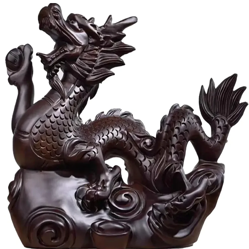 Chinese Feng Shui Dragon Statue Wooden Dragon Figurines Sculpture 10cm Chinese Zodiac Dragon Figurines Wood Hand Carved