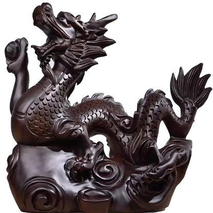 Chinese Feng Shui Dragon Statue Wooden Dragon Figurines Sculpture 10cm Chinese Zodiac Dragon Figurines Wood Hand Carved