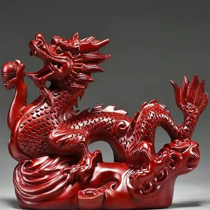 Chinese Feng Shui Dragon Statue Wooden Dragon Figurines Sculpture 10cm Chinese Zodiac Dragon Figurines Wood Hand Carved