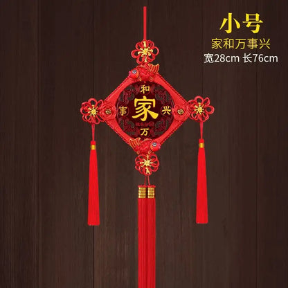 Chinese Feng Shui Peach wood Knock Handmade Red Enless Knot Home Decor Hanging Decoration Lucky Ornaments For Door  Christmas