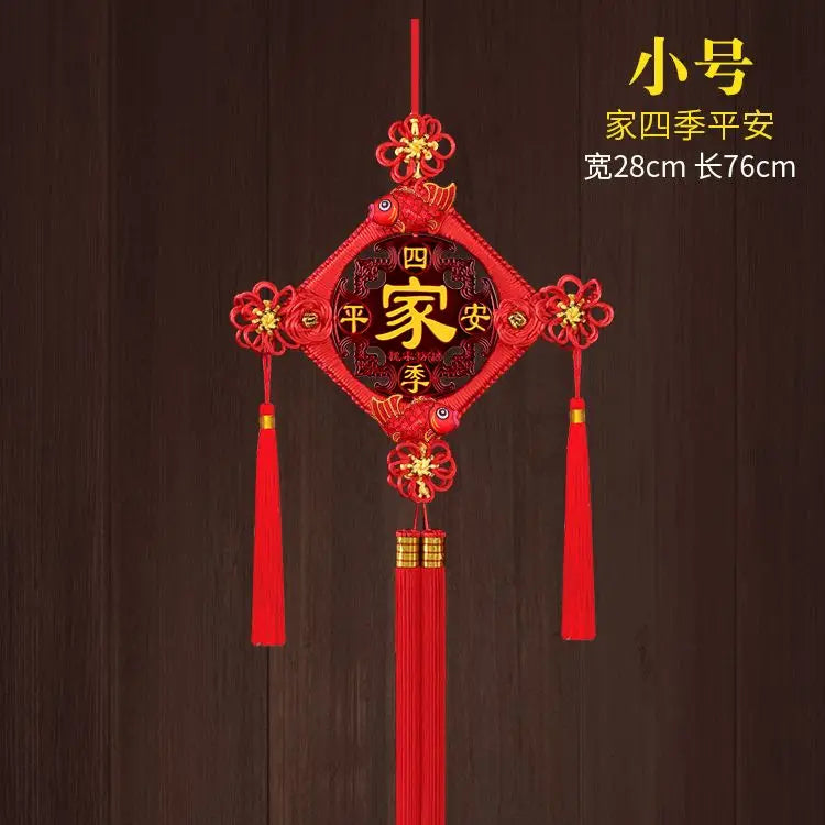Chinese Feng Shui Peach wood Knock Handmade Red Enless Knot Home Decor Hanging Decoration Lucky Ornaments For Door  Christmas