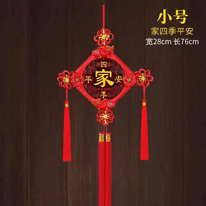 Chinese Feng Shui Peach wood Knock Handmade Red Enless Knot Home Decor Hanging Decoration Lucky Ornaments For Door  Christmas