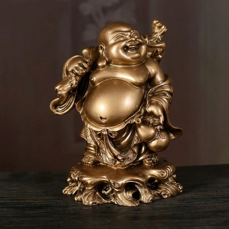Chinese Feng Shui Resin Craft Ornaments  Ornament  Buddha Statue Maitreya Lucky Opening Gift Sculpture Home Crafts