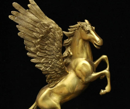 Chinese Feng shui Bronze Brass lucky Wealth Animal Fly Zodiac Year Horse Statue