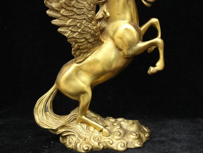Chinese Feng shui Bronze Brass lucky Wealth Animal Fly Zodiac Year Horse Statue