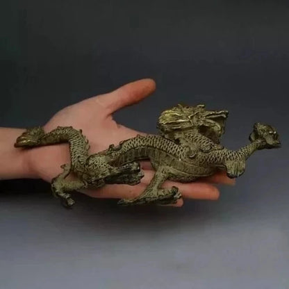 Chinese Fengshui Bronze Zodiac Year Dragon Dragons Animal Hold Bead Statue