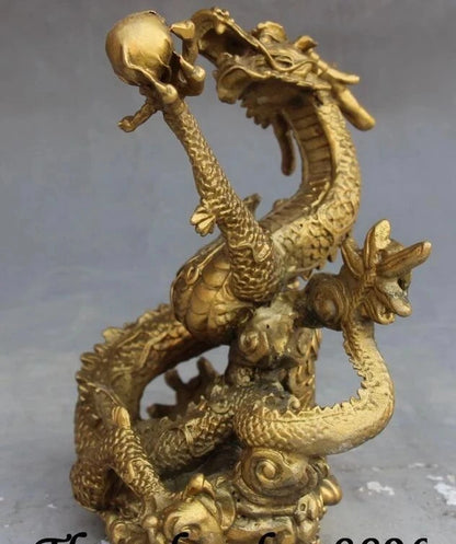 Chinese Fengshui Carving Zodiac Year Animal Dragon Dragons Statue
