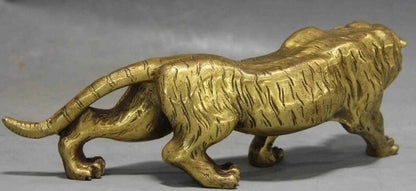 Chinese Fengshui Copper brass Animal Zodiac Year Lucky Tiger Statue