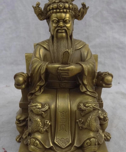 Chinese Folk Myth Pure Brass Rain Joss Dragon King Dragons God Statue Sculpture