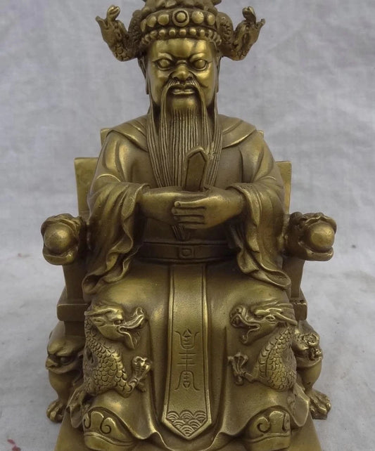 Chinese Folk Myth Pure Brass Rain Joss Dragon King Dragons God Statue Sculpture