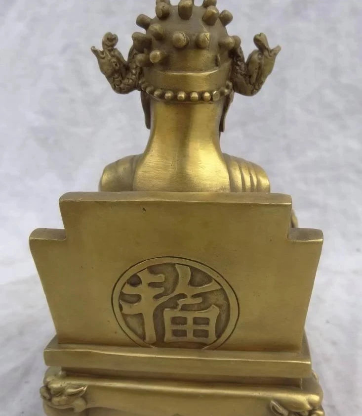 Chinese Folk Myth Pure Brass Rain Joss Dragon King Dragons God Statue Sculpture