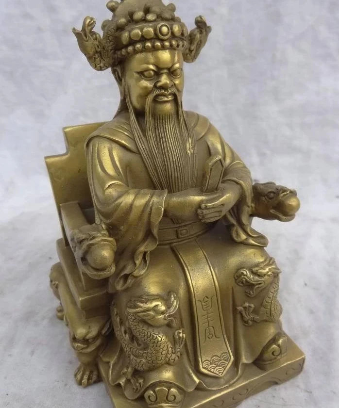 Chinese Folk Myth Pure Brass Rain Joss Dragon King Dragons God Statue Sculpture