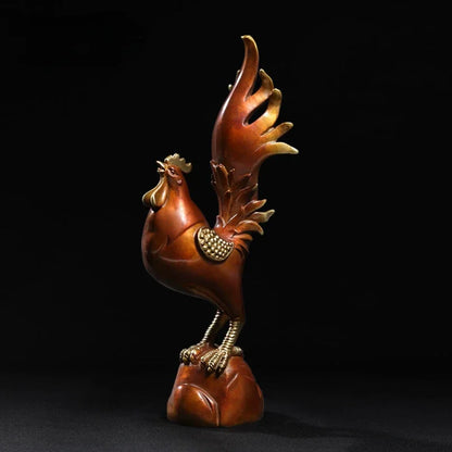 Chinese Full Copper Rooster Ornament Attracting Wealth A Hit of The Zodiac Chicken Living Room Wine Sculptures