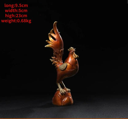 Chinese Full Copper Rooster Ornament Attracting Wealth A Hit of The Zodiac Chicken Living Room Wine Sculptures