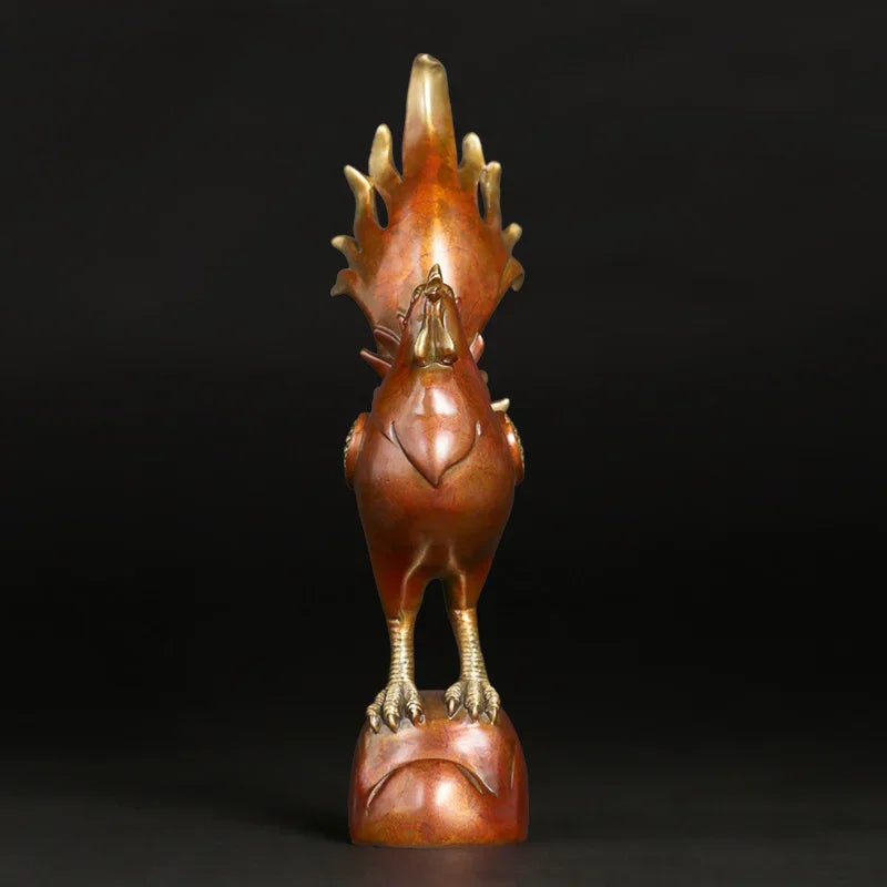 Chinese Full Copper Rooster Ornament Attracting Wealth A Hit of The Zodiac Chicken Living Room Wine Sculptures