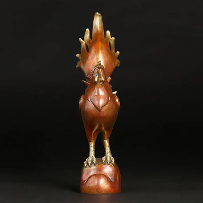 Chinese Full Copper Rooster Ornament Attracting Wealth A Hit of The Zodiac Chicken Living Room Wine Sculptures