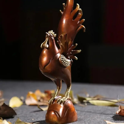 Chinese Full Copper Rooster Ornament Attracting Wealth A Hit of The Zodiac Chicken Living Room Wine Sculptures
