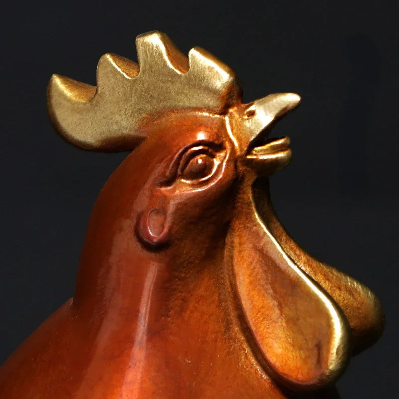 Chinese Full Copper Rooster Ornament Attracting Wealth A Hit of The Zodiac Chicken Living Room Wine Sculptures