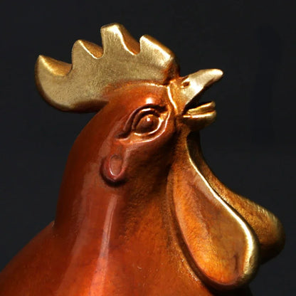 Chinese Full Copper Rooster Ornament Attracting Wealth A Hit of The Zodiac Chicken Living Room Wine Sculptures