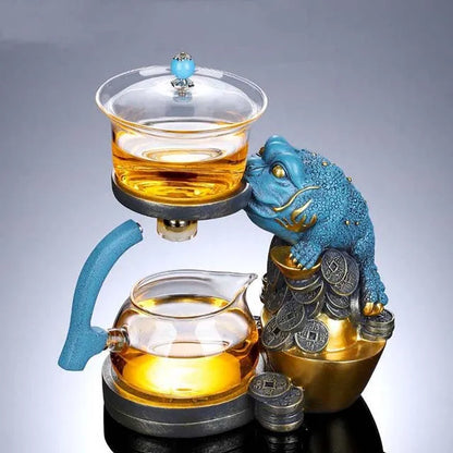 Chinese Glass Automatic Tea Set Anti-Scalding Magnetic Suction Teapot Household Ceramics Toad Tea Coffee Maker Drinkware