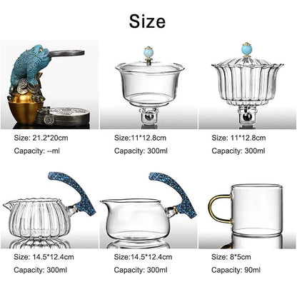 Chinese Glass Automatic Tea Set Anti-Scalding Magnetic Suction Teapot Household Ceramics Toad Tea Coffee Maker Drinkware