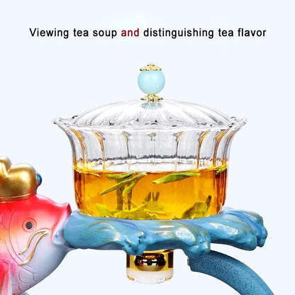 Chinese Glass Automatic Tea Set Anti-Scalding Magnetic Suction Teapot Household Ceramics Toad Tea Coffee Maker Drinkware