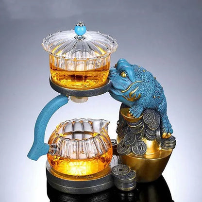 Chinese Glass Automatic Tea Set Anti-Scalding Magnetic Suction Teapot Household Ceramics Toad Tea Coffee Maker Drinkware