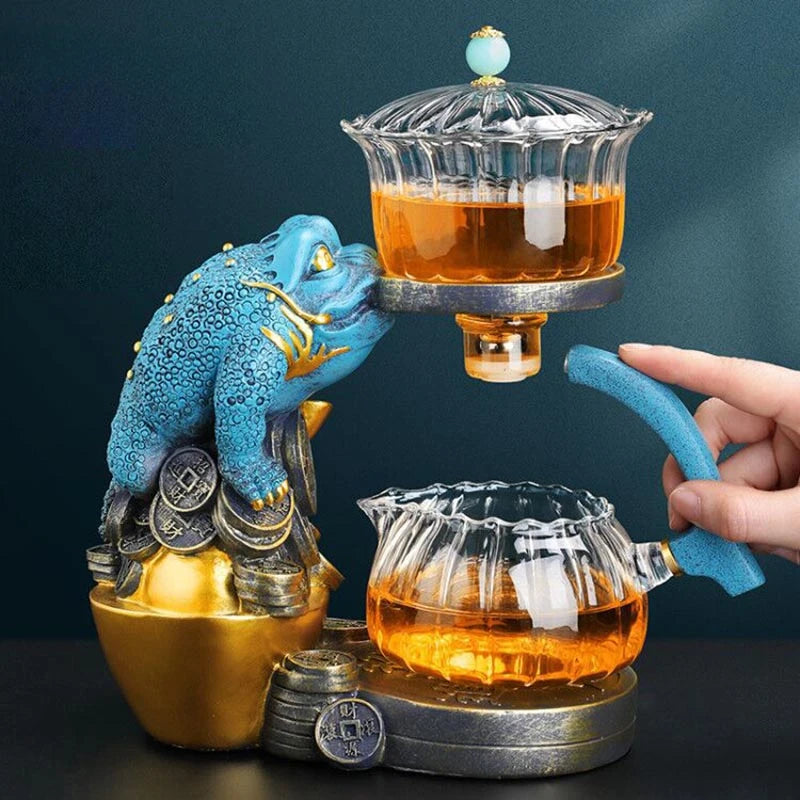 Chinese Glass Automatic Tea Set Anti-Scalding Magnetic Suction Teapot Household Ceramics Toad Tea Coffee Maker Drinkware