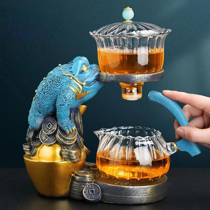 Chinese Glass Automatic Tea Set Anti-Scalding Magnetic Suction Teapot Household Ceramics Toad Tea Coffee Maker Drinkware